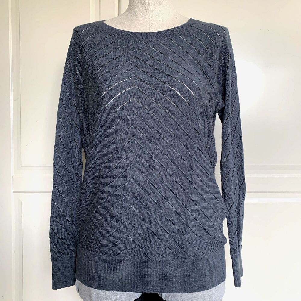 Banana Republic Semi Sheer Sweater Long Sleeve Knit Top Gray Womens Size S